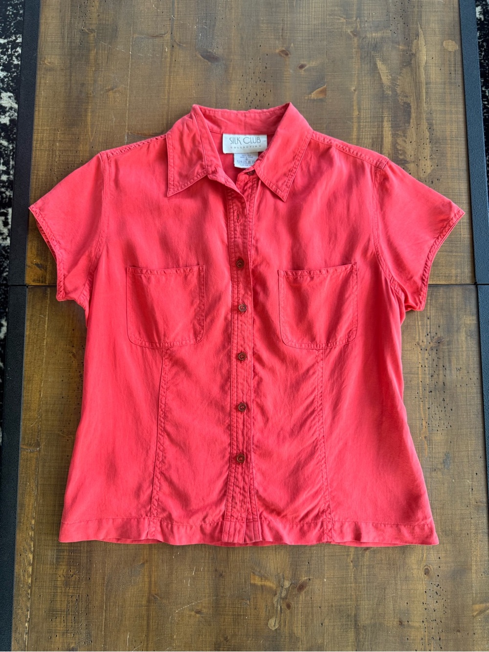 Silk Club Coral Short-Sleeve Button Down Shirt